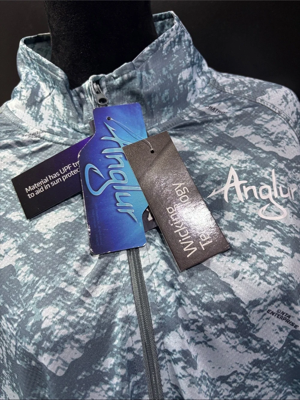 Anglur Phathom UPF treated Sun Protect,1/4 zip moisture wick,logo chest,fishing